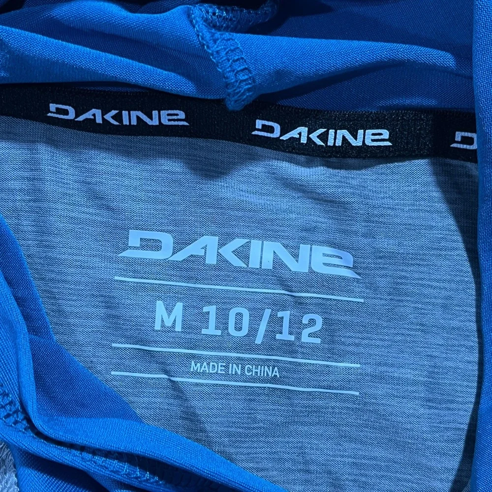 Dakine Swim Rash Guard Shirt Boys M (10/12) Blue Gray Hooded UPF 30+ Quick Dry
